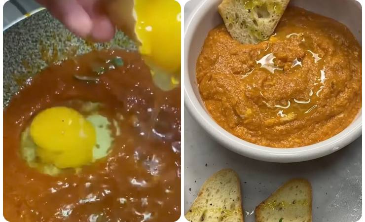 uova nel sugo e preparazione finale con il pane