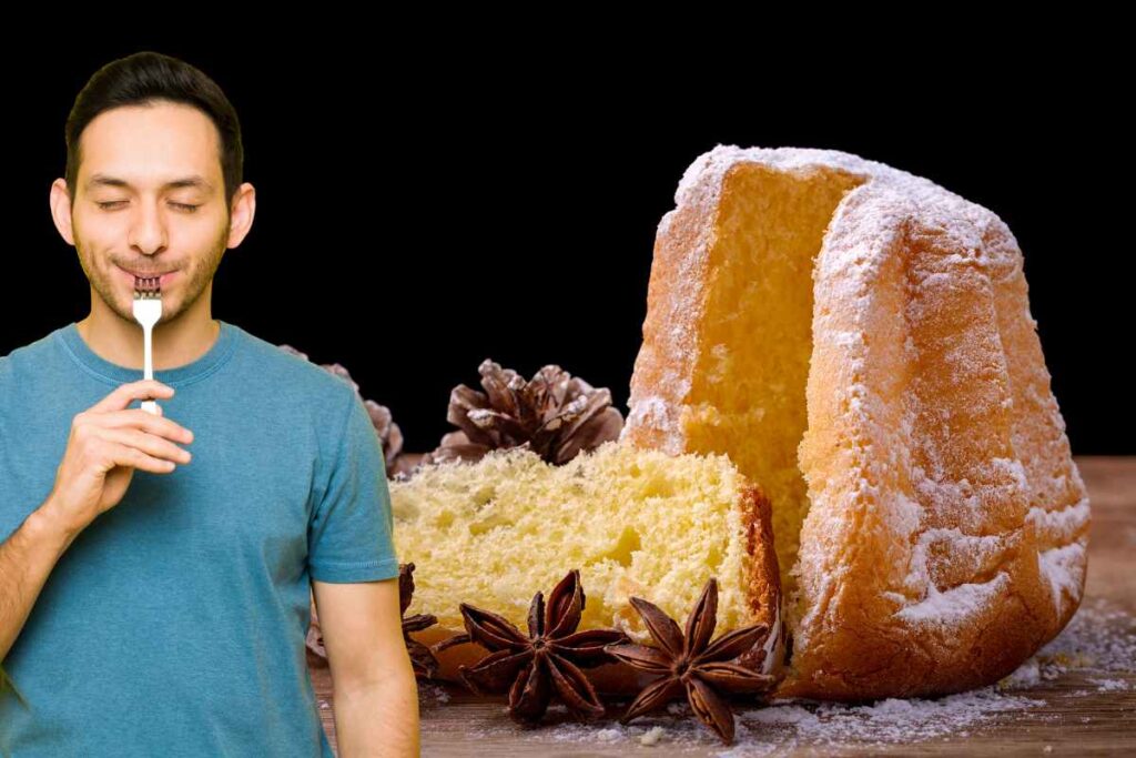 pandoro, persona che mangia